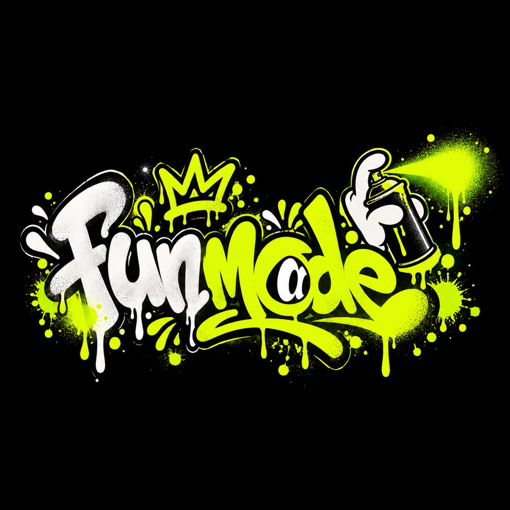Логотип FunMode — граффити с баллончиком краски